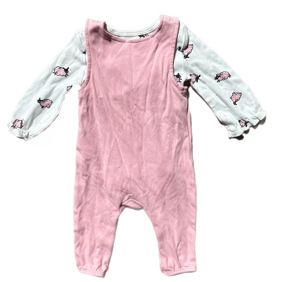 Joe Fresh 6-9M Girls 2PC Outfit - Onesie & Overalls - Picture 3 of 5